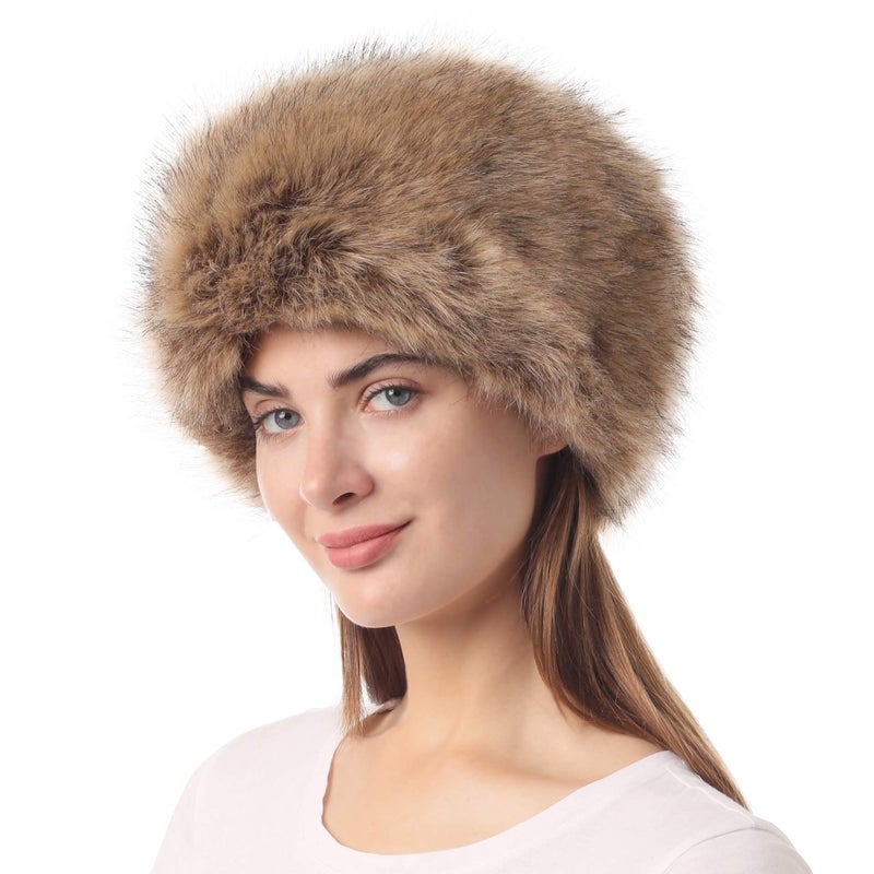 La Carrie Women's Faux Fur Hat For Winter With Stretch Cossack Russion Style, Nature - Image 5