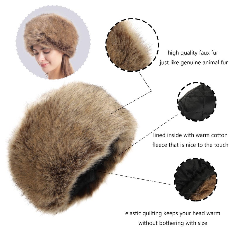 La Carrie Women's Faux Fur Hat For Winter With Stretch Cossack Russion Style, Nature - Image 2