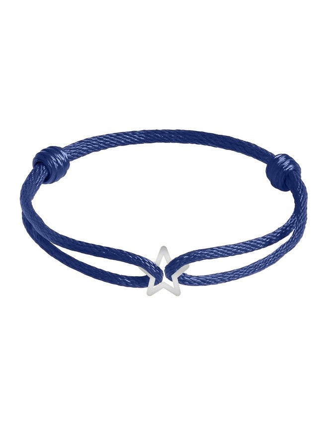 MINUTIAE White Gold Plated Star Sign Charm Cord Bracelets for Women and Men Handmade & Waterproof Silk Cord Adjustable Bracelet for Men and Women Boys And Girls Jewelry for Gift - Image 1