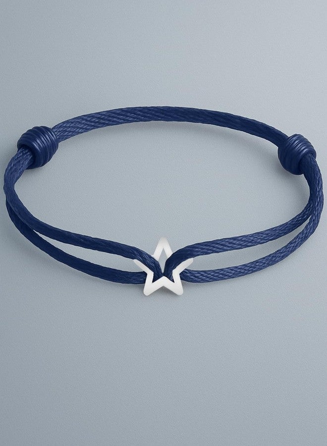 MINUTIAE White Gold Plated Star Sign Charm Cord Bracelets for Women and Men Handmade & Waterproof Silk Cord Adjustable Bracelet for Men and Women Boys And Girls Jewelry for Gift - Image 3