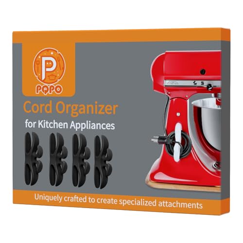 PQPO 4 Pack Cord Organizer for Kitchen Appliances, Stick On Appliance Wire Organizer Wire Wrapper for Kitchen Appliances Stand Mixers (Black) - Image 1