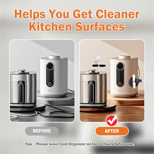 PQPO 4 Pack Cord Organizer for Kitchen Appliances, Stick On Appliance Wire Organizer Wire Wrapper for Kitchen Appliances Stand Mixers (Black) - Image 5