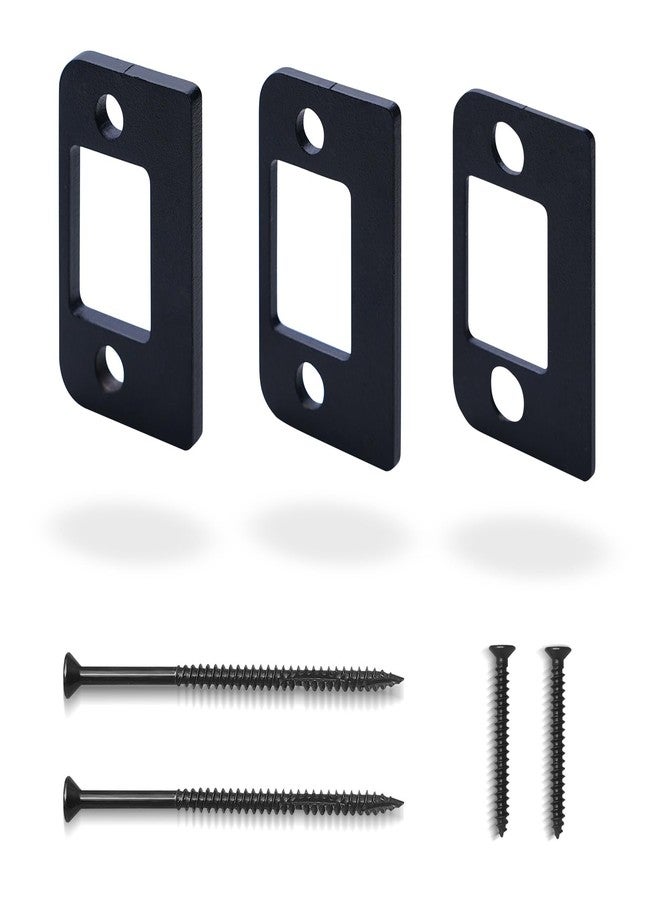 MOSECYOU Standard Door Strike Spacer Shim Plates, Stainless Steel, Set of 3 Different Thickness, Door Gap Blocker Kit to Fix Door won’t Stay Closed, Block Access to Latch (Matte Black, 1 Pack) - Image 1