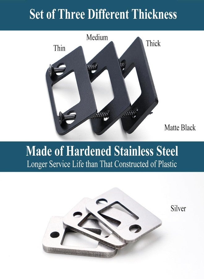 MOSECYOU Standard Door Strike Spacer Shim Plates, Stainless Steel, Set of 3 Different Thickness, Door Gap Blocker Kit to Fix Door won’t Stay Closed, Block Access to Latch (Matte Black, 1 Pack) - Image 2