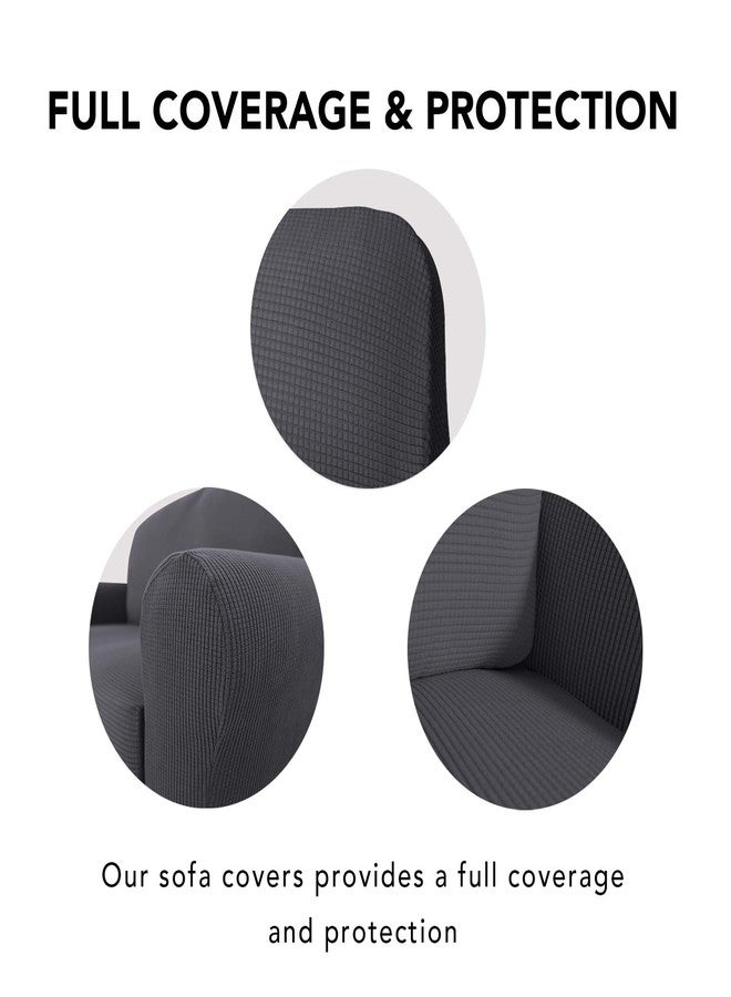 PureFit Stretch Chair Sofa Slipcover - Spandex Jacquard Non Slip Soft Couch Sofa Cover, Washable Furniture Protector with Non Skid Foam and Elastic Bottom for Kids (Chair, Dark Gray) - Image 3