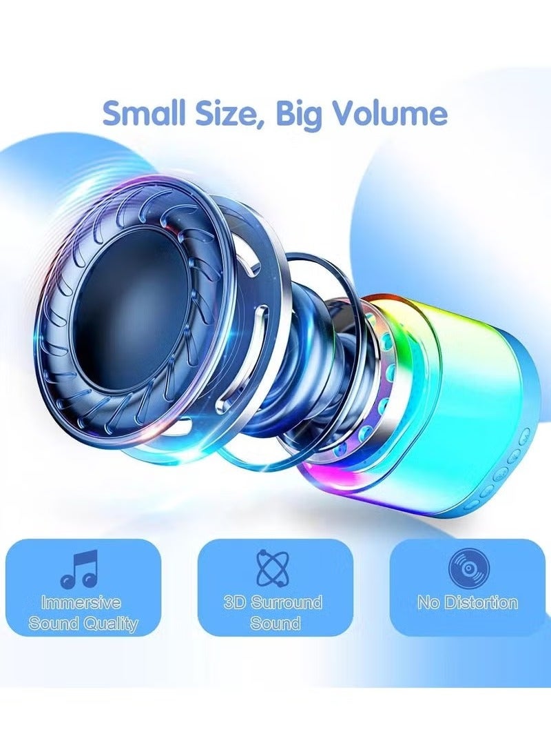 JAJEEK Mini Karaoke Machine for Kids with 2 Microphones – Portable Karaoke Speaker with Multi-Color LED Lights, TF/AUX Support, Birthday Gift for Children, Blue - Image 5