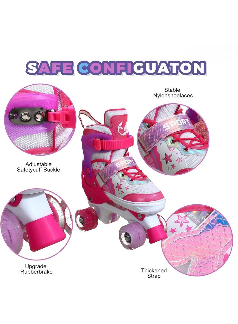 إيزي فيتشور زلاجات إيزي فيوتشر للأولاد والبنات بعجلات مضيئة، قابلة للتعديل، صفين من العجلات، 4 عجلات، للأطفال، تتضمن معدات حماية، لونان ومقاسان للاختيار من بينهما، رقم 1303P - Image 3