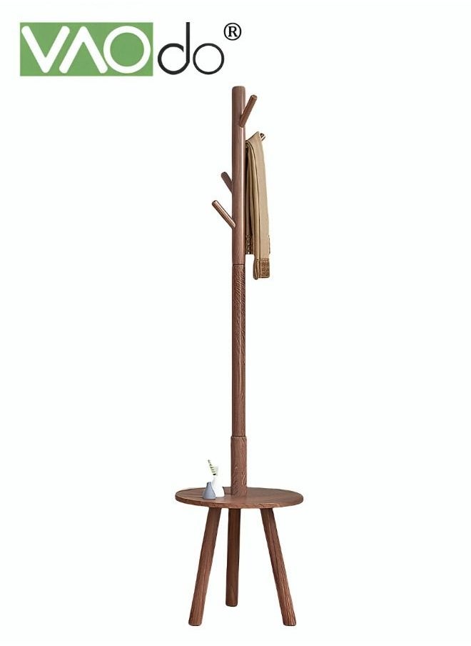VAOdo 8 Hook Coat Rack Solid Wood Super Load-bearing Laminated Hangers with Storage Table Easy Installation Hangers  - Image 1