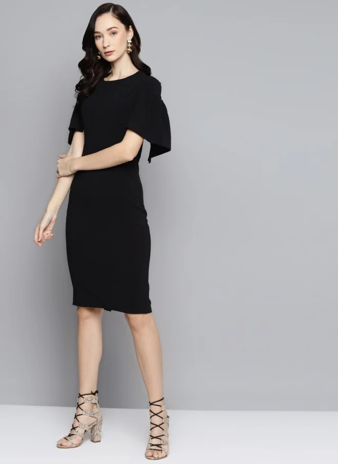 SASSAFRAS Black Bodycon Dress for Women