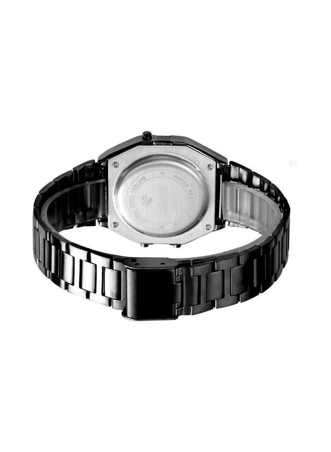 Vigoroso Men Lady Vintage Retro Gold Stainless Steel Digital Casual Watch Alarm Stopwatch, All Black, Sport - Image 5