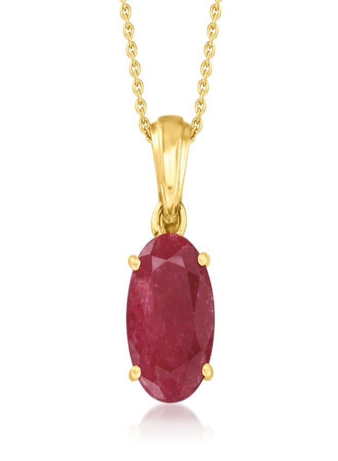 Ross-Simons 5.50 Carat Ruby Pendant Necklace in 18kt Gold Over Sterling. 18 inches - Image 1