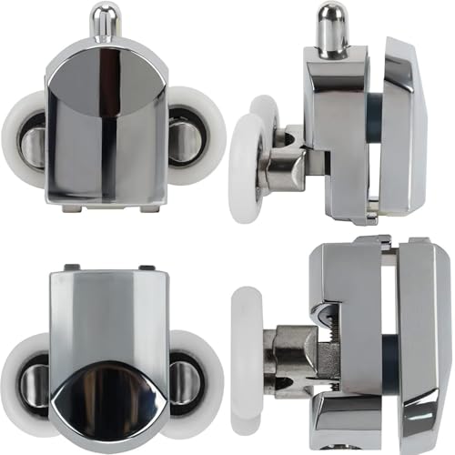 AFDHGS Shower Door Rollers Replacement 4 Pcs Zinc Alloy Wheels 23mm with Anti Collision Block and Screws for Curved and Glass Doors - Image 3