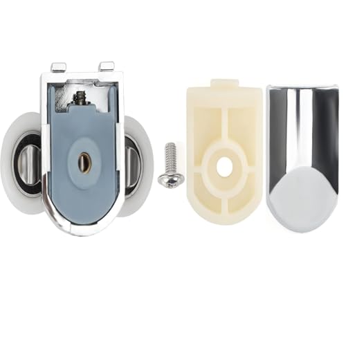 AFDHGS Shower Door Rollers Replacement 4 Pcs Zinc Alloy Wheels 23mm with Anti Collision Block and Screws for Curved and Glass Doors - Image 4