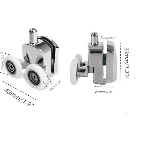 AFDHGS Shower Door Rollers Replacement 4 Pcs Zinc Alloy Wheels 23mm with Anti Collision Block and Screws for Curved and Glass Doors - Image 2