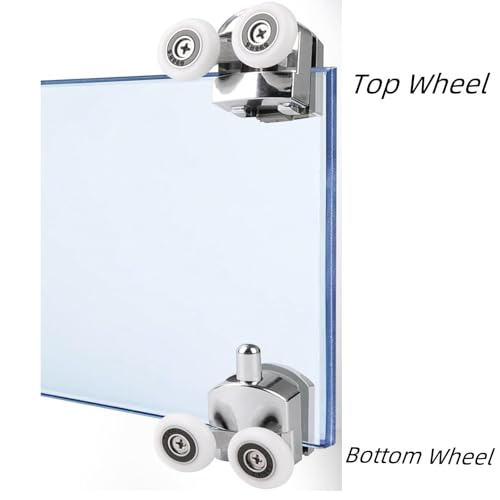 AFDHGS Shower Door Rollers Replacement 4 Pcs Zinc Alloy Wheels 23mm with Anti Collision Block and Screws for Curved and Glass Doors - Image 5
