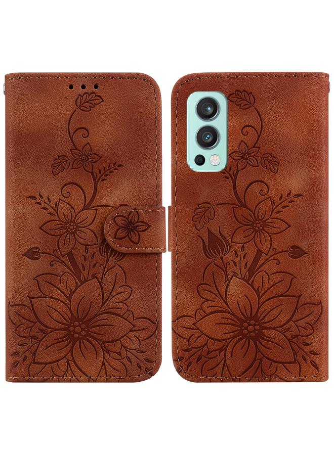 erorex Case For OnePlus Nord 2 5G Lily Embossed Leather Phone Case  - Image 1