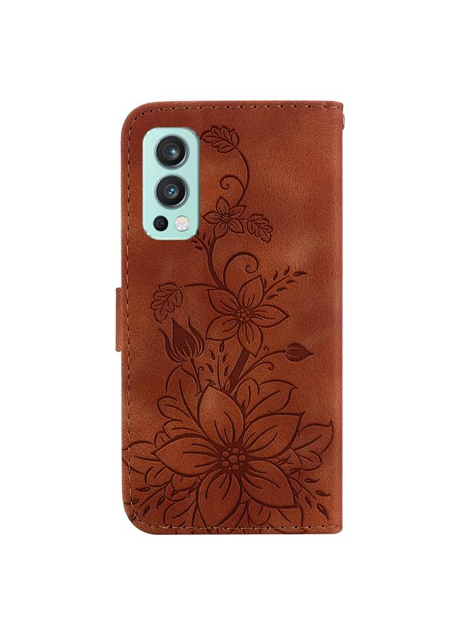 erorex Case For OnePlus Nord 2 5G Lily Embossed Leather Phone Case  - Image 3