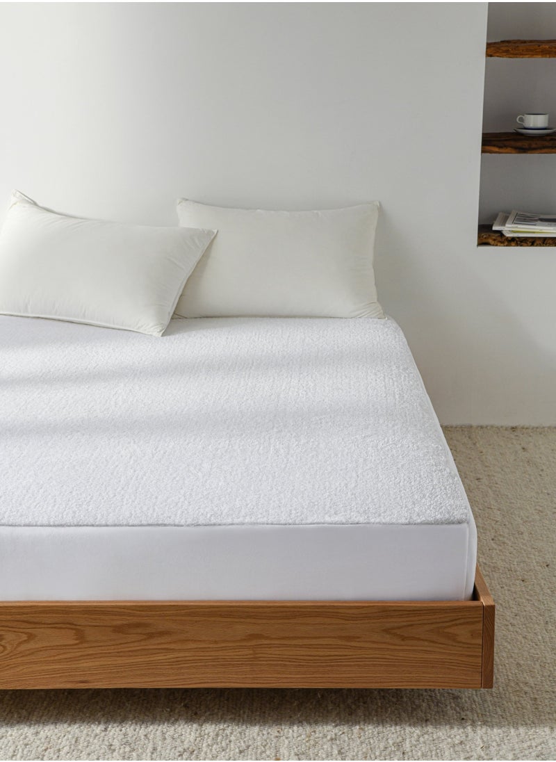 Master Home Textile - Waterproof Mattress Protector, For Double Size Bed, Fitted Sheet Style Mattress Cover with 35 cm deep pocket, Washable and Comfortable - Image 1