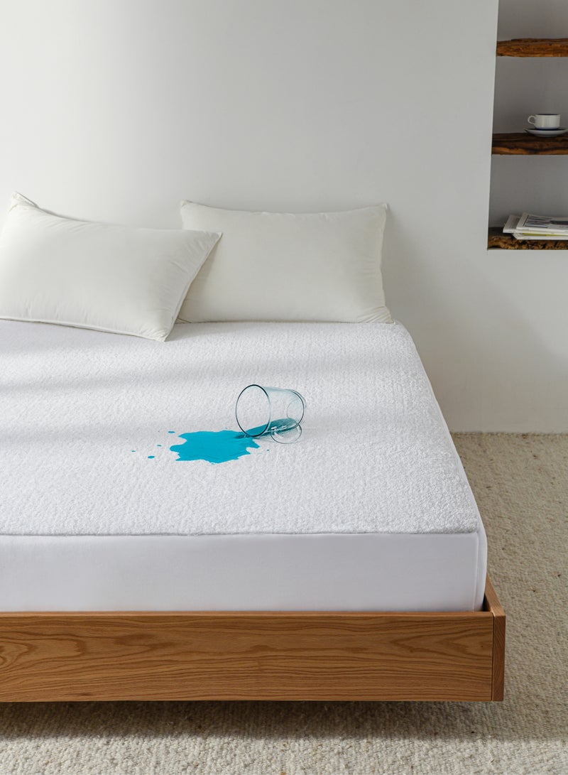 Master Home Textile Waterproof Mattress Protector, For Double Size Bed, Fitted Sheet Style Mattress Cover with 35 cm deep pocket, Washable and Comfortable - Image 1