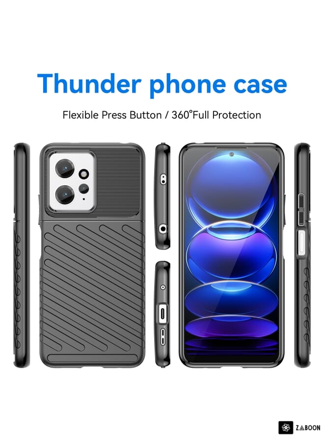 حافظة هاتف ناعمة واقية لهاتف Xiaomi Redmi Note 12 4G Global Thunderbolt مقاومة للصدمات من مادة TPU (أسود) - Image 2