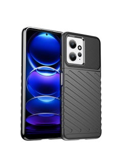 ماركة غير محددة حافظة هاتف ناعمة واقية لهاتف Xiaomi Redmi Note 12 4G Global Thunderbolt مقاومة للصدمات من مادة TPU (أسود)  - Image 1