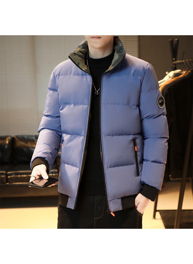 Trendy Stand-collar Down Cotton Jacket For Men, Winter Cotton Coat, Youth Plus-size Cotton Clothing