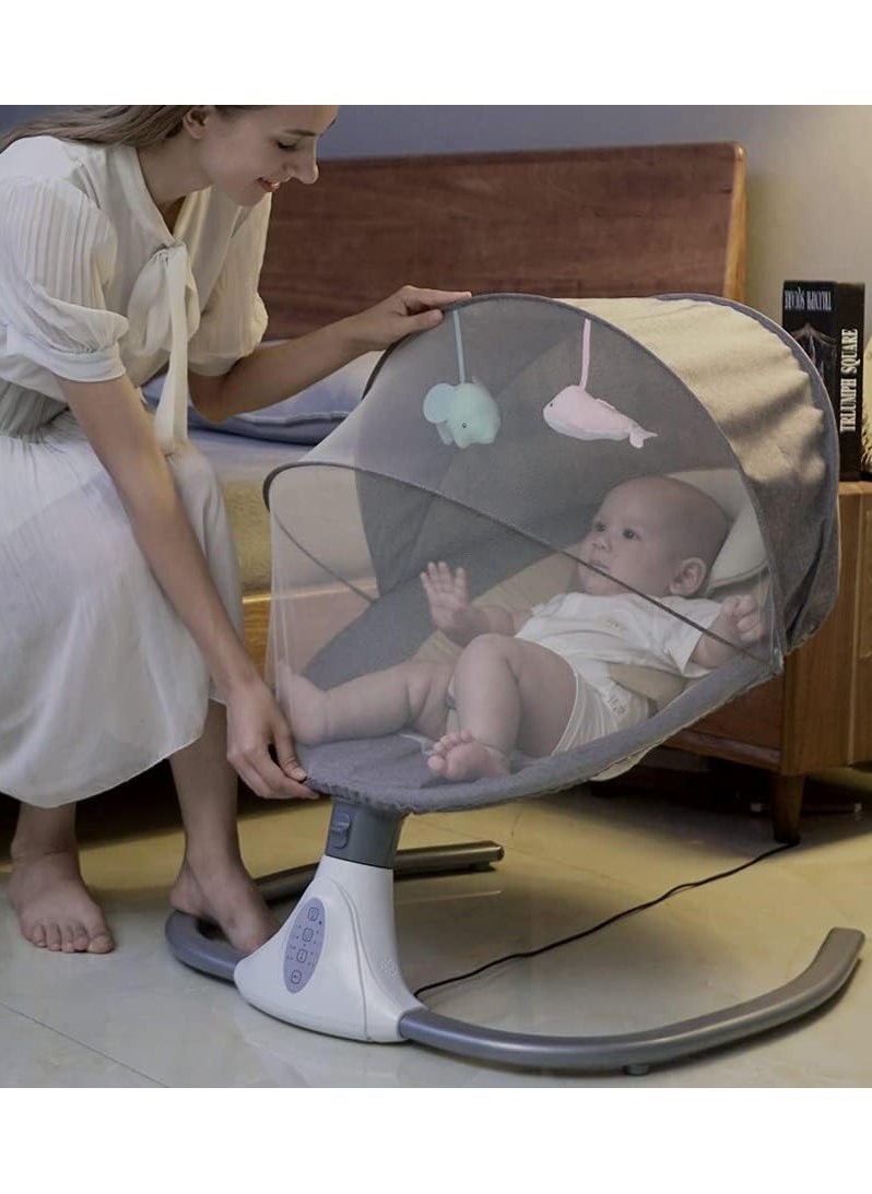 QSHOP - 3 in 1 Baby Rocking Chair, Adjustable Electric Rocking Chair with Reclining Backrest, Remote Control and Removable Mosquito Net for 0-3 Years with 5 - Image 1