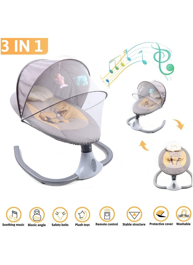 QSHOP - 3 in 1 Baby Rocking Chair, Adjustable Electric Rocking Chair with Reclining Backrest, Remote Control and Removable Mosquito Net for 0-3 Years with 5 - Image 1