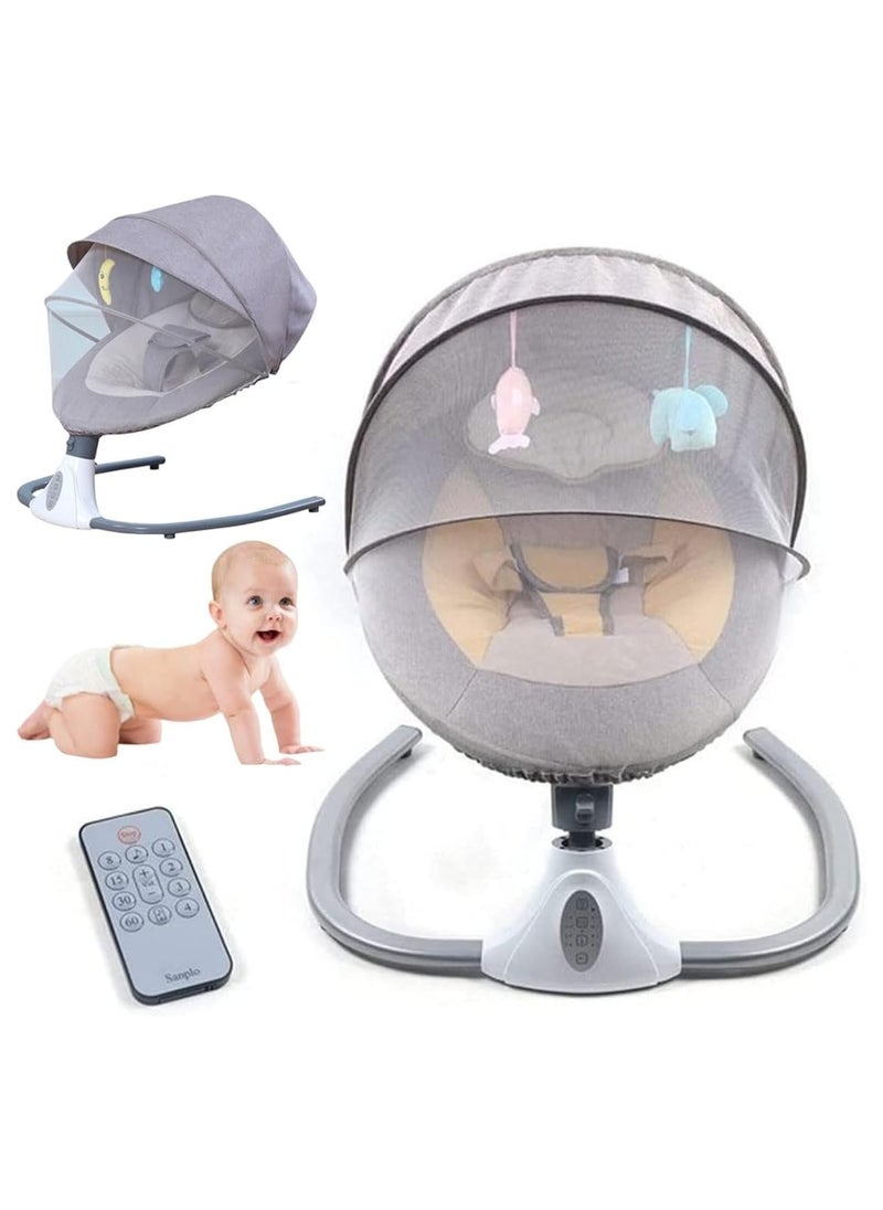 QSHOP - 3 in 1 Baby Rocking Chair, Adjustable Electric Rocking Chair with Reclining Backrest, Remote Control and Removable Mosquito Net for 0-3 Years with 5 - Image 1