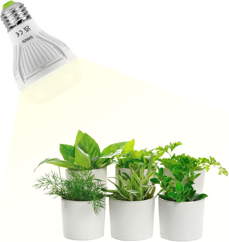 SANSI 10W LED Grow Light for Indoor Plants, 150W Equivalent Full Spectrum LED E27 Plant Grow Light Bulb with Frosted Lens (PPF: 16μmol/s, 120° Beam Angle, Veg Coverage: 2x1 Sq Ft) - Image 1