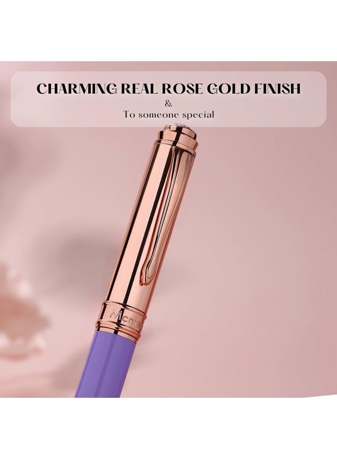 MCNTEIK Luxury Rollerball Pen,Fashionable Purple Body, Schmidt Ink Refill, Top Set With 8mm Brilliant Diamond,Gift Pen For Women,Nice Pen. - Image 3