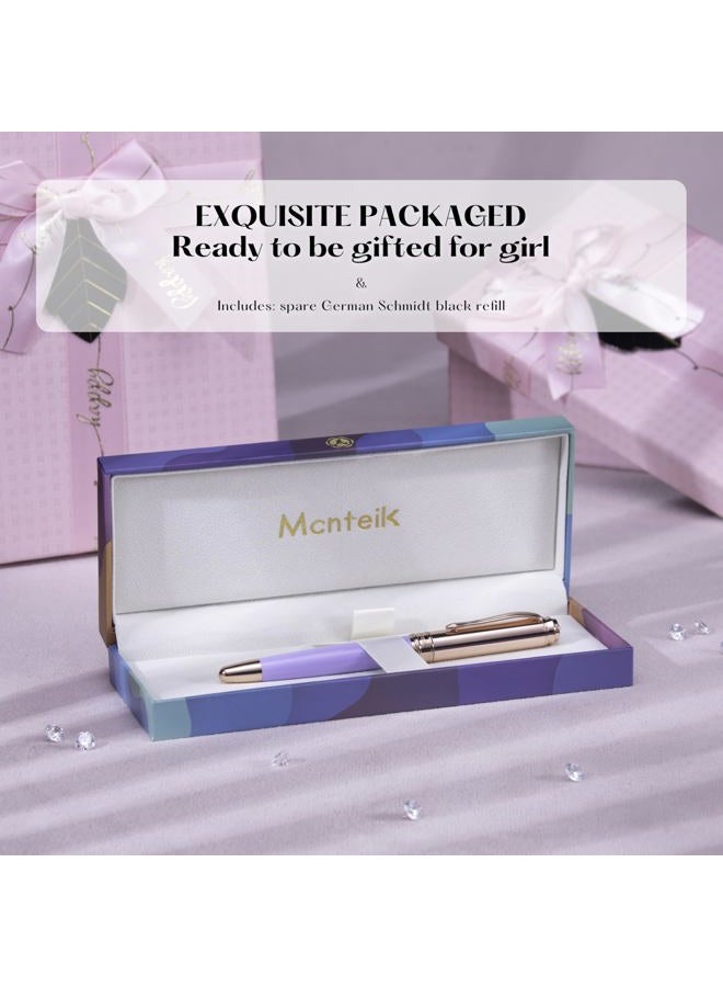MCNTEIK Luxury Rollerball Pen,Fashionable Purple Body, Schmidt Ink Refill, Top Set With 8mm Brilliant Diamond,Gift Pen For Women,Nice Pen. - Image 5