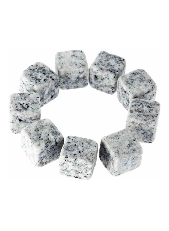 NIBEMINENT 9-Piece Drink Cooler Granite Cubes With Pouch Set Light Gray 18mm  - Image 2