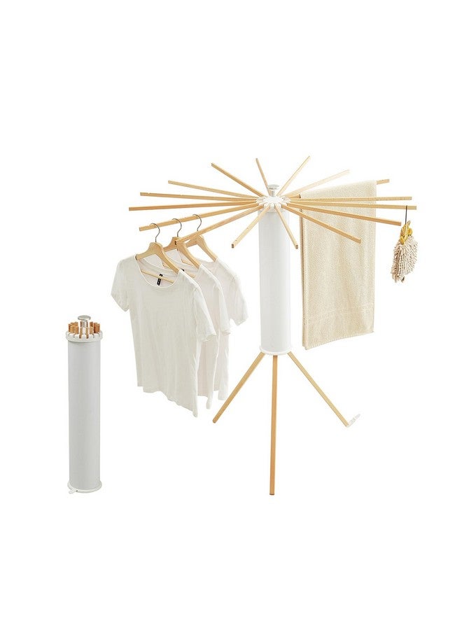 JOOM Tripod Clothes Drying Rack, Garment Rack Portable and Foldable Space Saving Laundry Drying Rack - Drying Rack Clothing Floor Folding Balcony Bedroom Household Wooden - Image 1
