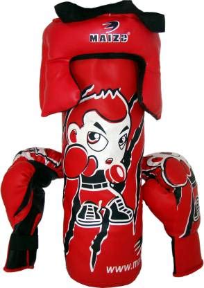 MAIZO Kids Junior Boxing Set with Punching Bag/Pair of Gloves and Head Guard Suitable for 5 to 12 Years Children Boxing Kit (Red Black) - Image 4