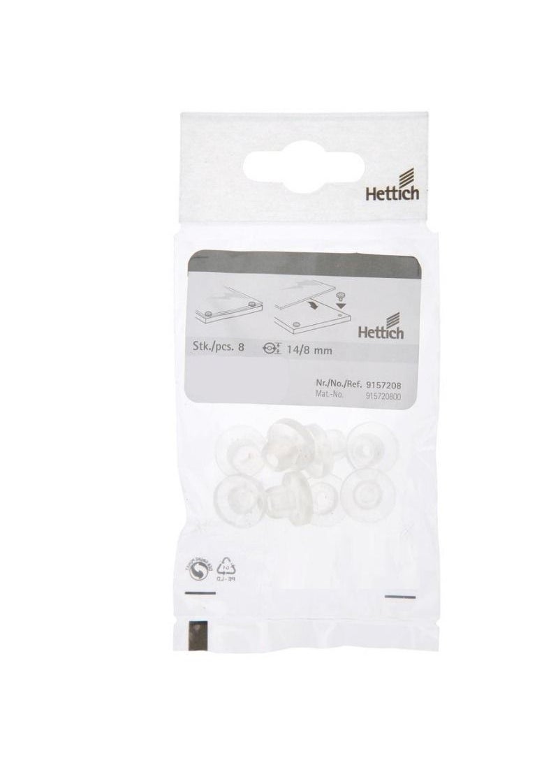 Hettich Hettich Plastic Glass Bumpers Pack 0.8 x 1.4cm 8Pcs 