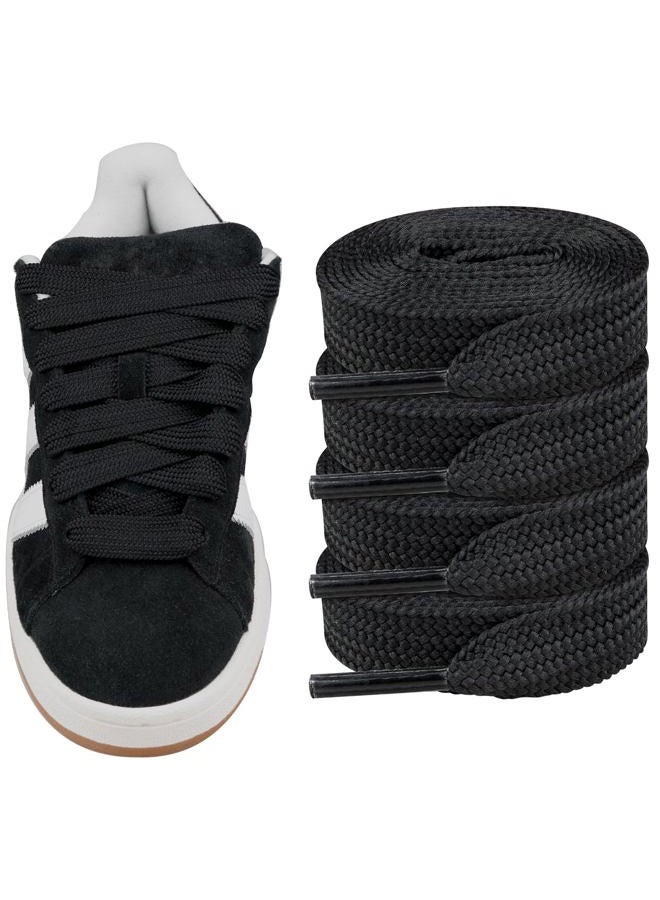 Endoto 2 PairsFat Shoelaces for Adidas Campus 00s,16MM Thick Flat Wide Jumbo Shoe Laces Replacement Laces for Sneaker(Color:Black,Size:50Inch) - Image 1