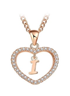 NIBEMINENT Stone Studded Heart Shaped With Letter I Pendant Necklace 