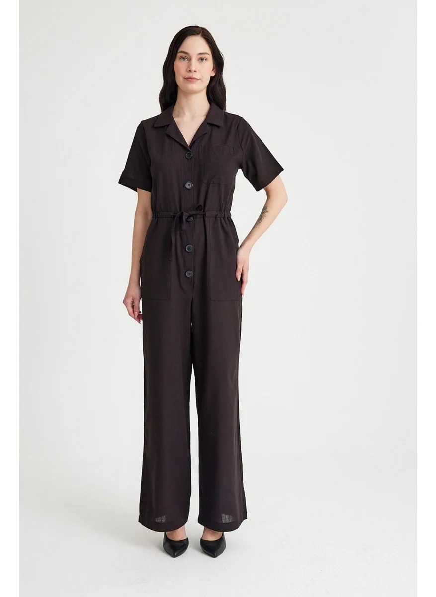 Barbora Linen Casual Jumpsuit LN20BLACK1