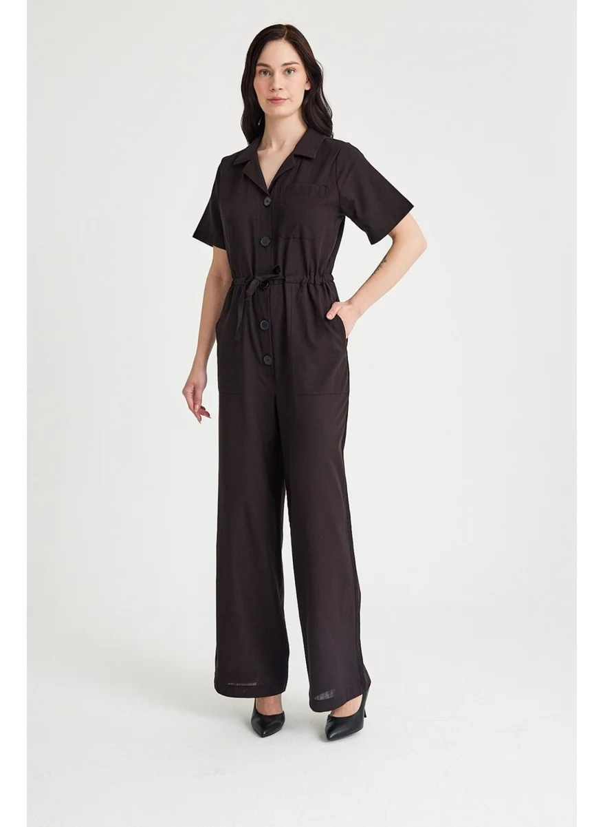 Barbora Linen Casual Jumpsuit LN20BLACK1