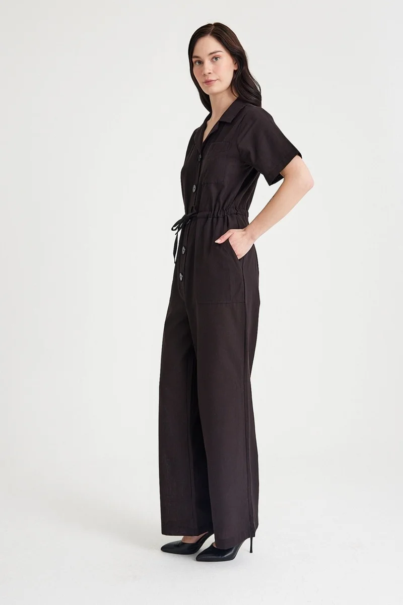 Barbora Linen Casual Jumpsuit LN20BLACK1