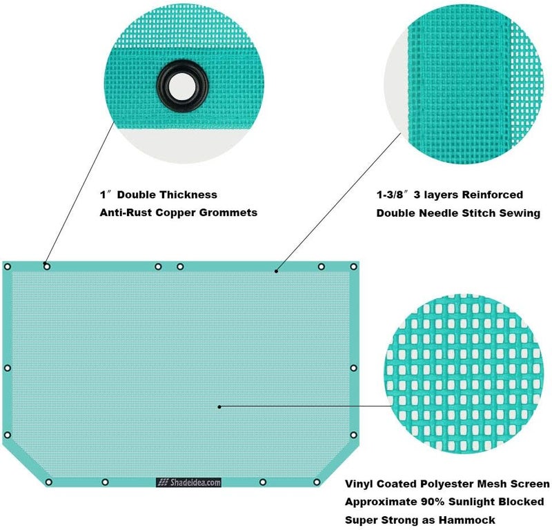 Shadeidea JK Sun Shade Top for Jeep Wrangler JKU (2007-2018) - Tiff Blue Soft Mesh Roof Cover - Image 4