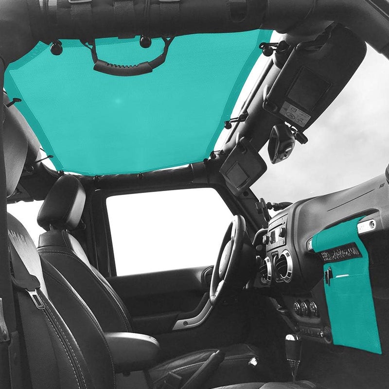 Shadeidea JK Sun Shade Top for Jeep Wrangler JKU (2007-2018) - Tiff Blue Soft Mesh Roof Cover - Image 2