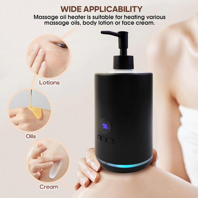 KASTWAVE Massage Oil Warmer with Two Oil Bottle Dispenser, Lotion Bottle Warmer Dispenser, Smart Touch Key Electric Warm Lotion Dispenser, Lube Gel Cream Warmer, for Spa, Salon and Barber Shops, Black - Image 3
