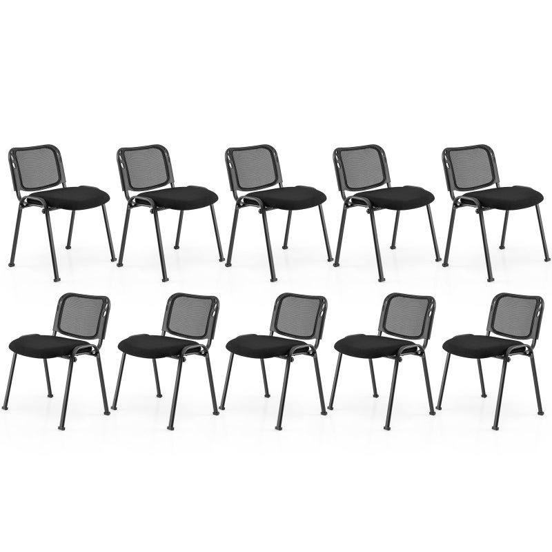 Giantex Set of 10 Office Guest Chair Stackable Waiting Room Chair with Padded Seat Metal Frame 330Lbs Capacity Conference Room Chair Reception Chair for Lobby Training Room Meeting Room