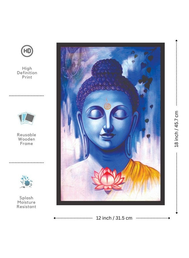 Mad Masters Lord Buddha Framed Photo, Gautam Budha Wall Hanging Home Decor Painting for Living Room & Bedroom Decoration (18 x 12 Inch,Paper) - Image 2