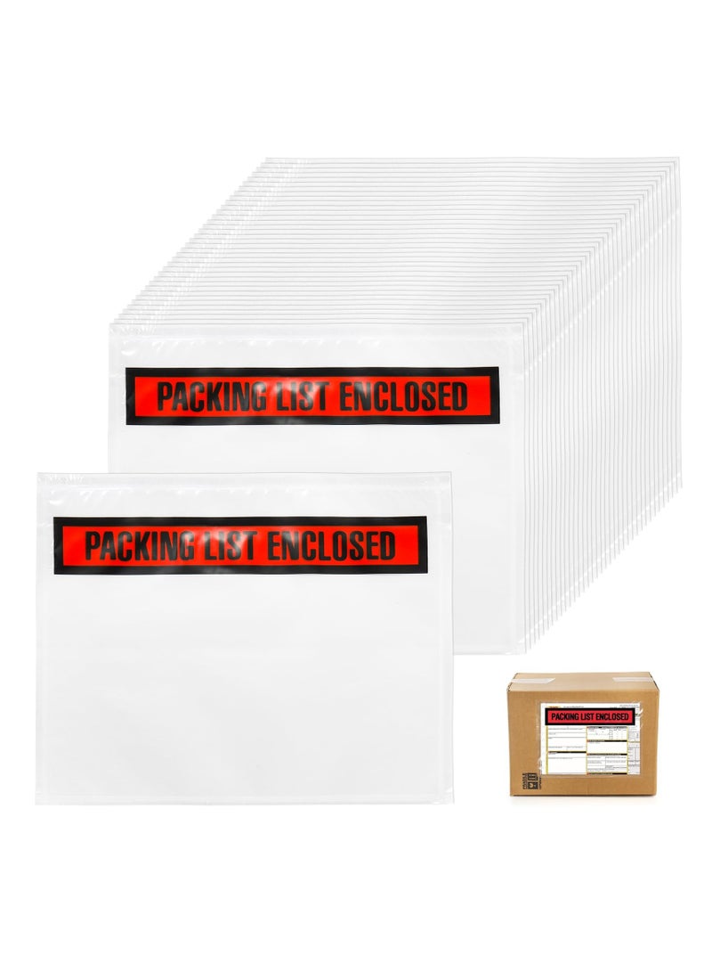 Excefore 100 Pcs Packing List Envelopes, 150mm x 220mm Clear Adhesive Invoice Packing Slip Envelope Pouches Shipping Label Sleeves Top Loading Packing List Enclosed Bags for Mailing - Image 1