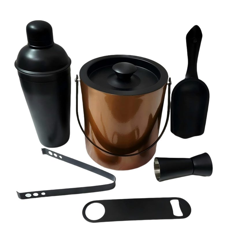 Proniks Stainless Steel Insulated Ice Bucket with Opener Ice Tongpeg Measure Ice Scope and with Cocktail ShakerKeeps Ice Cold for 6 hGreat bar Tools for Home bar Accessories of 15 LitreGold - Image 1