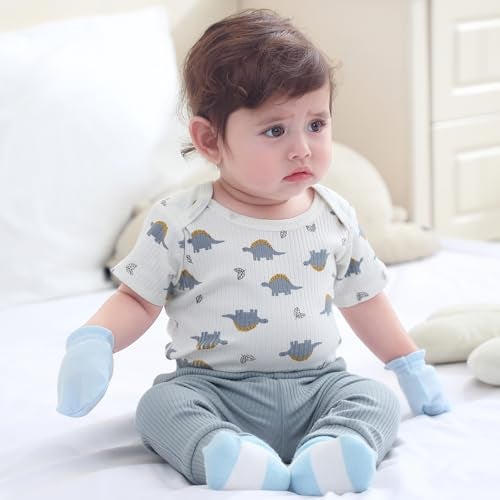 Ruliby Baby Boy Bodysuit and Pant Set Ribbed Soft Infant Girl Clothes Outfits 0-3 month - Image 3