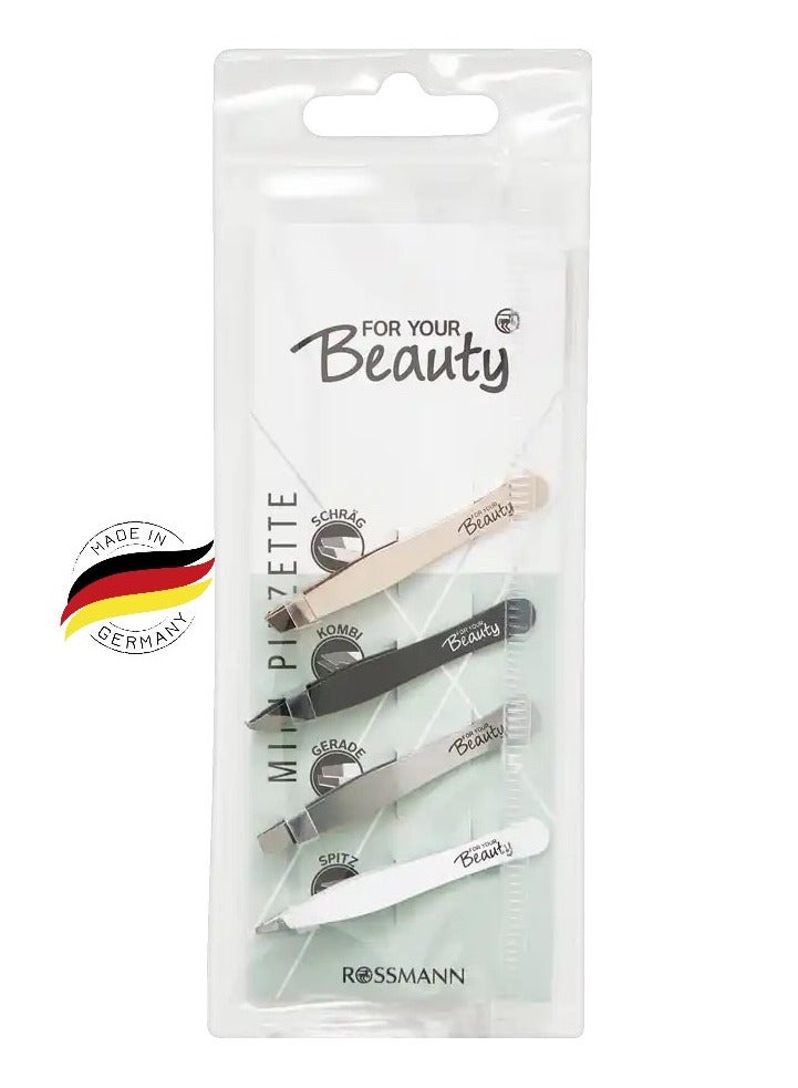 ROSSMANN German Brand -Mini Tweezers Set- 4 Pieces - Made in Germany with Reusable Case - Image 1